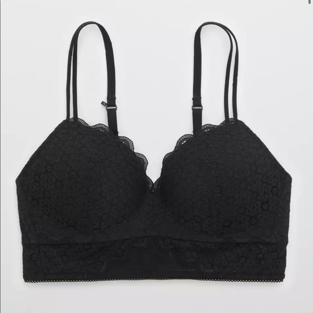 Aerie Real Happy Wireless Push Up Bra in black